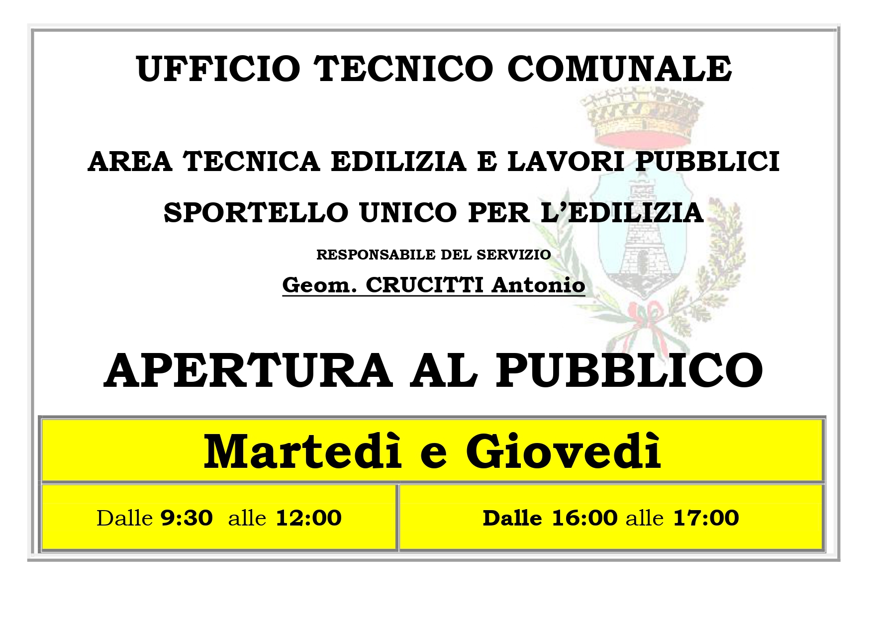 AREA TECNICA - Edilizia e Lavori Pubblici - Sportello Unico per l'Edilizia